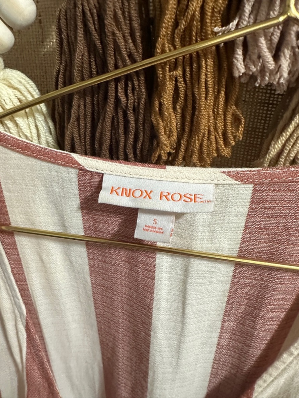 Knox Rose Striped Wrap Midi Dress in Rust and Cream - Picture 3 of 3